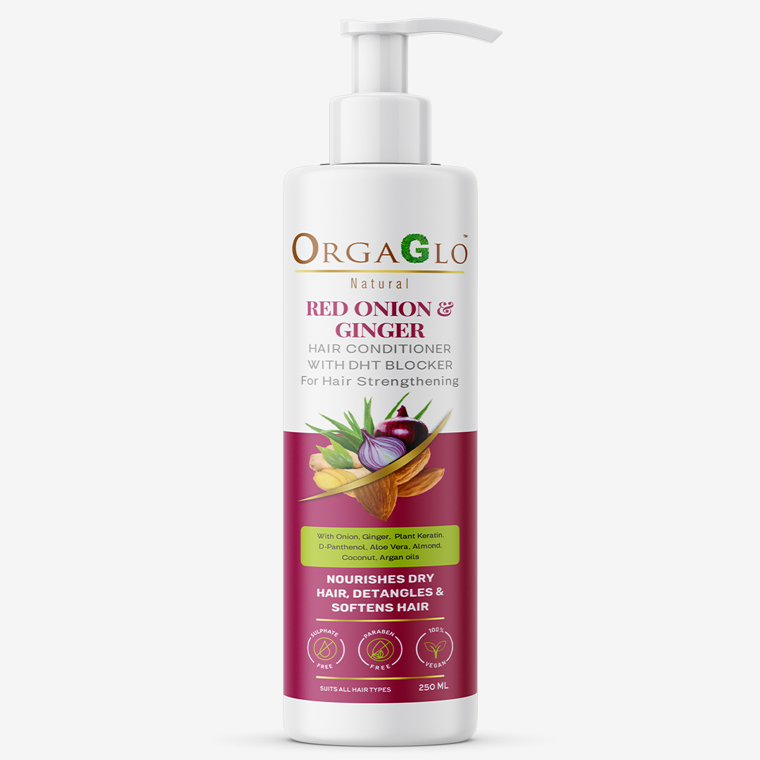 https://www.orgaglo.com/storage/products/Red Onion & Ginger Hair Conditioner with DHT Blocker for Hair Strengthening & Hair Fall Control -250 ml